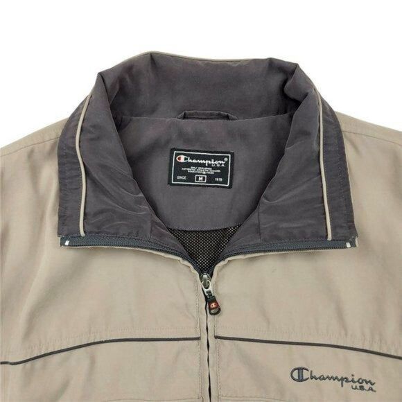 Champion Jacket Mens Medium Beige Full Zip Soft Shell Performance Rugby Golf - Picture 3 of 11